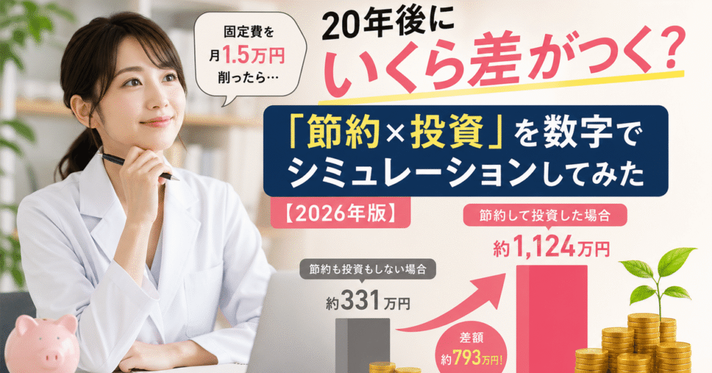 固定費を月1.5万円削ったら、20年後にいくら差がつく？「節約×投資」を数字でシミュレーションしてみた【2026年版】